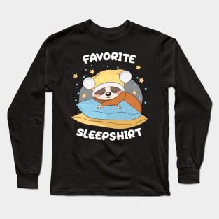 Cute Little Sloth Sleeping Nap Favorite Sleep time Pajama Long Sleeve T-Shirt